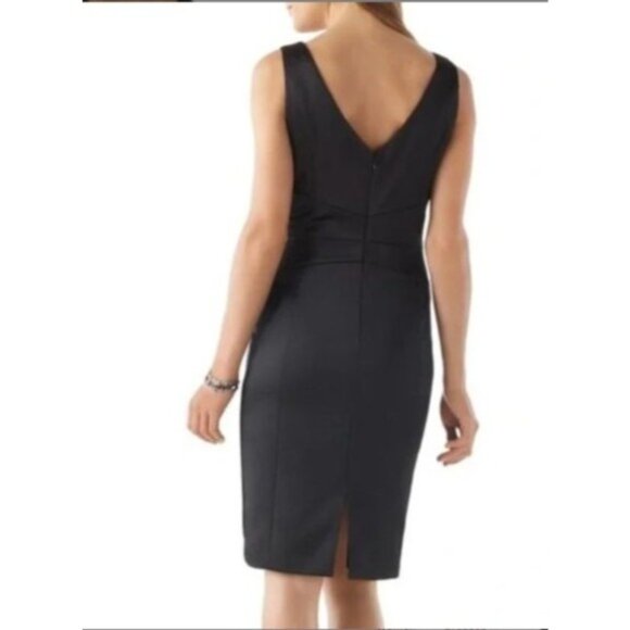 White House Black Market Womens Black Cocktail Dress Bow Size 14 satin New - Picture 8 of 8